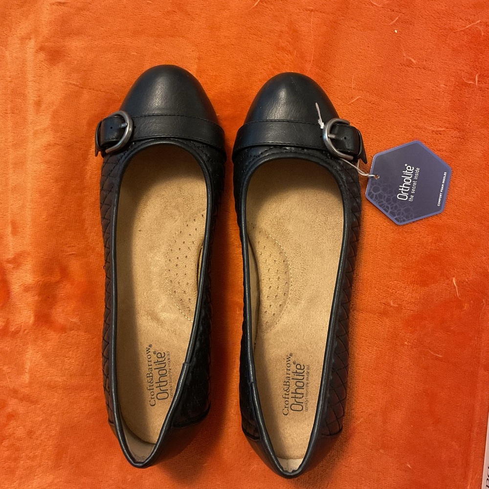 New! Croft & Barrow Black Buckle Flats for Women